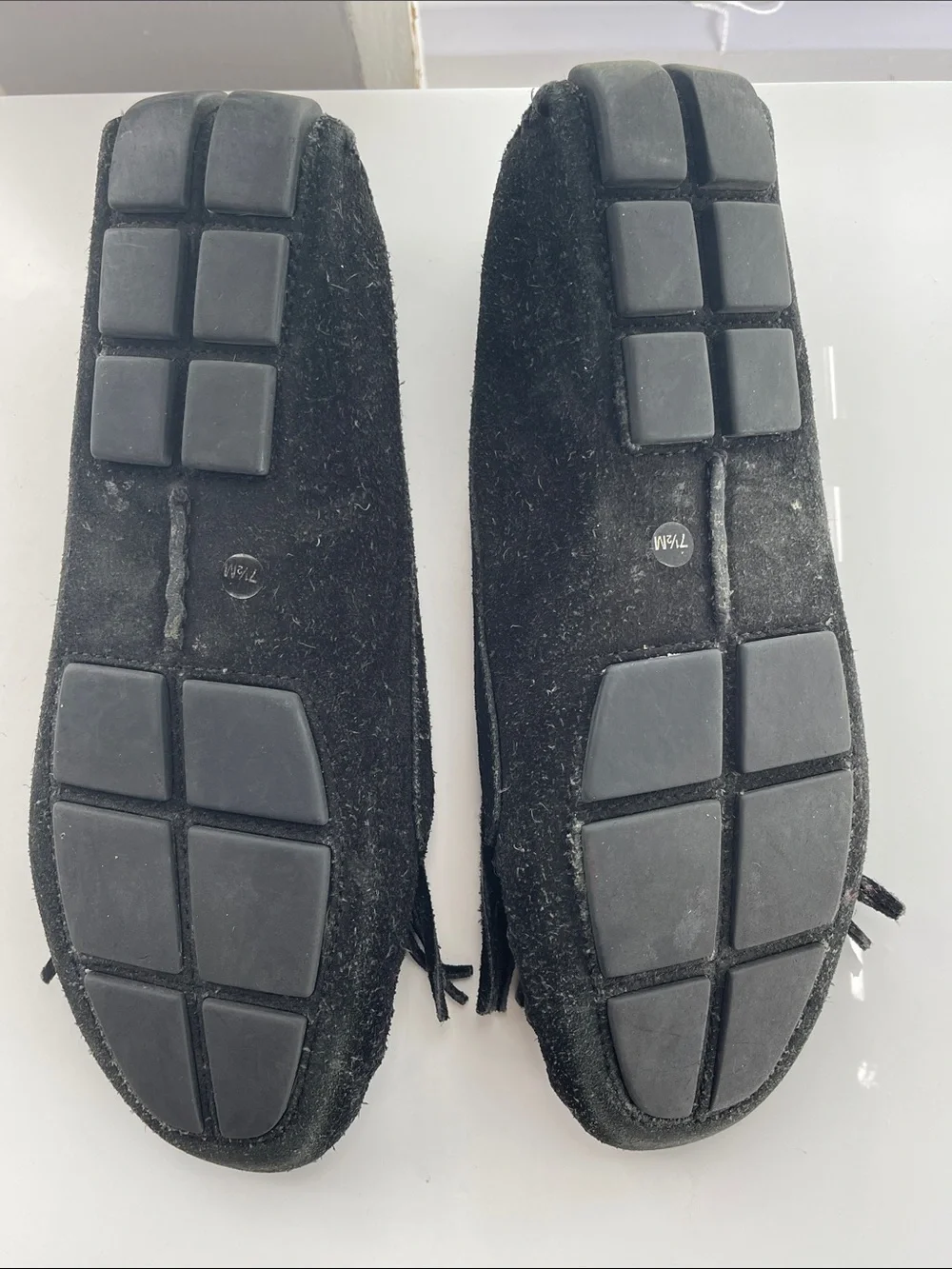 Tory Burch Snyder Fringe black suede moccasins